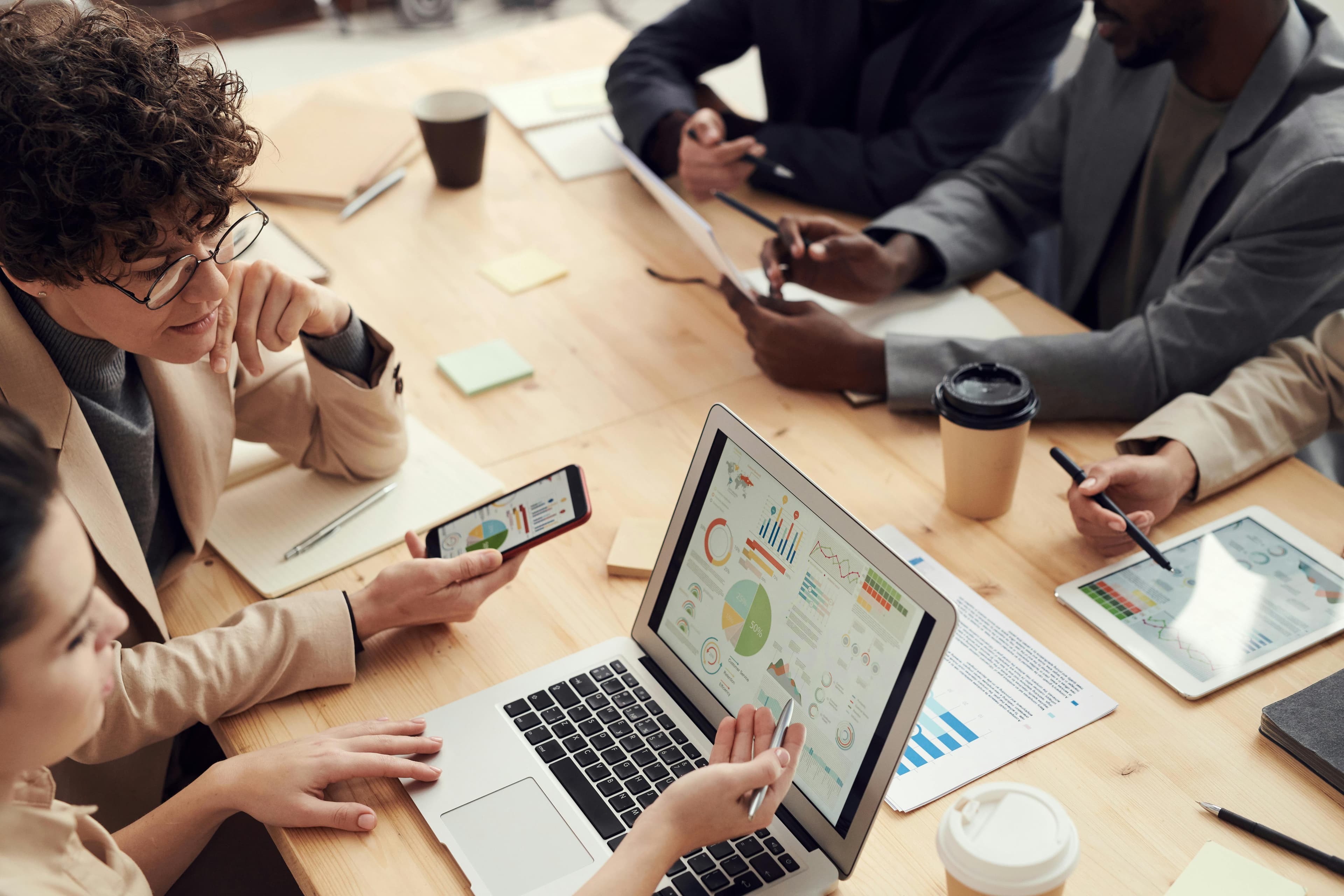 Commercial tenants reviewing lease terms with their lawyer